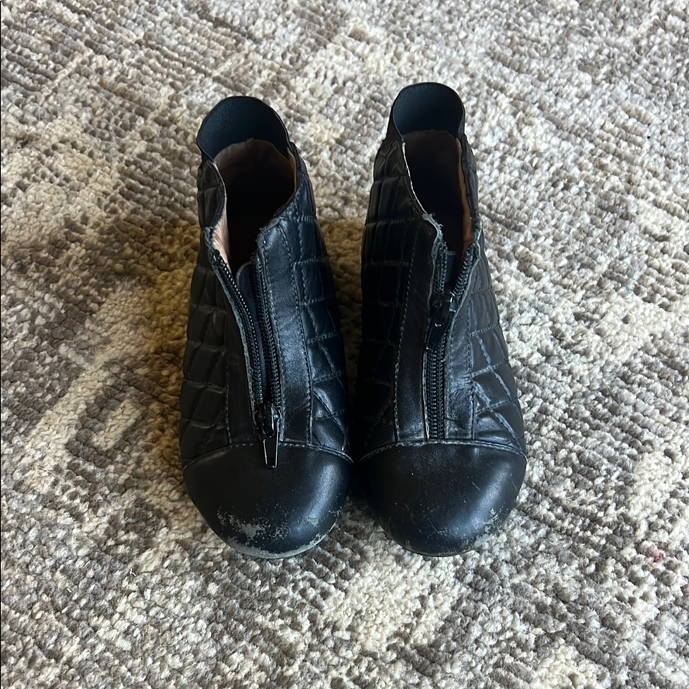 Black Quilted Leather Ankle Boots